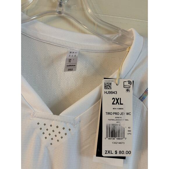 NWT ADIDAS Men's TIRO PRO Jersey Soccer White Size 2XL Heat. Dry - Picture 5 of 5